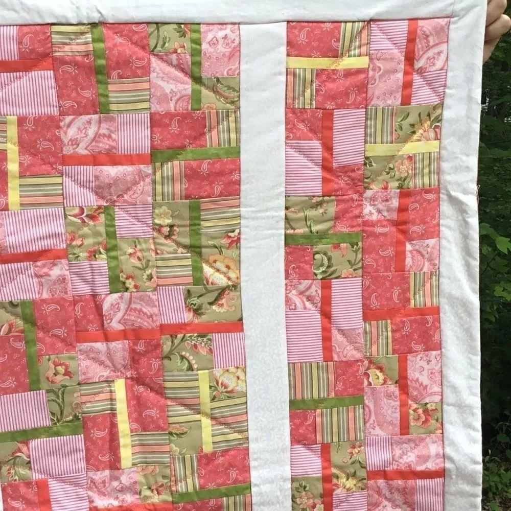 NWT Hand Crafted Orange, Yellow & Greens Quilt